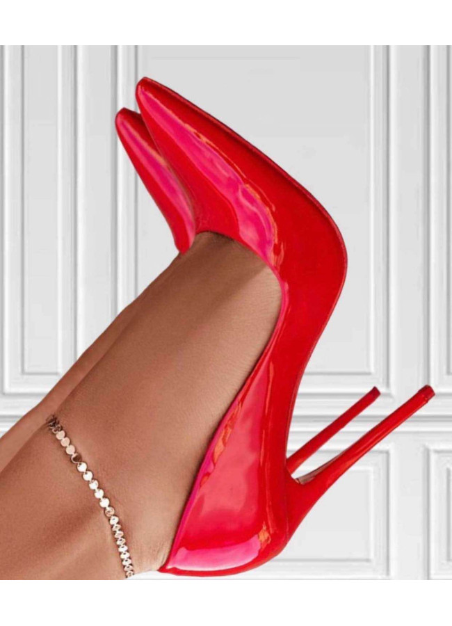 RED LOUSTRIN HEELS - VERNIS