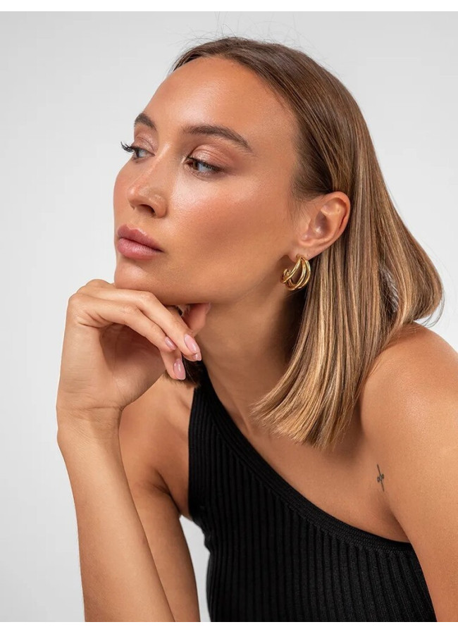 TRIPLE GOLD HOOP EARRINGS