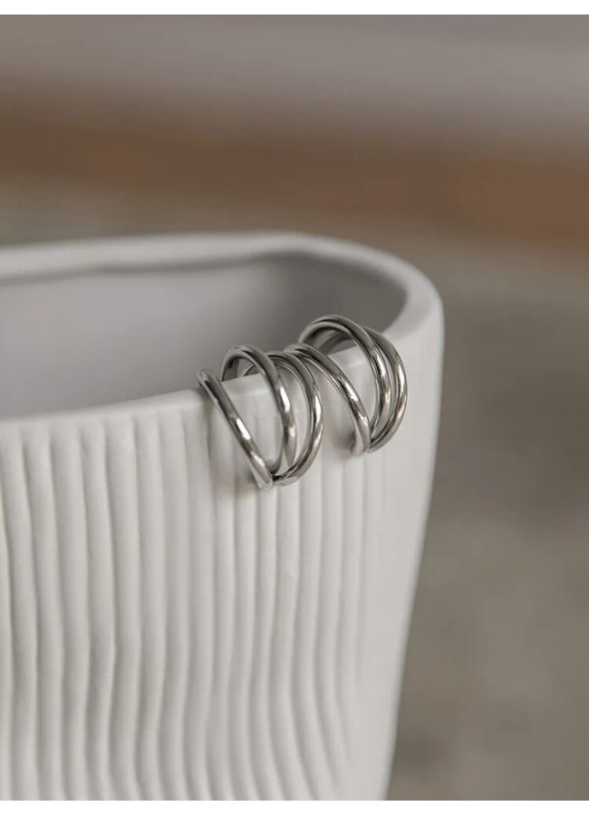 TRIPLE SILVER HOOP EARRINGS