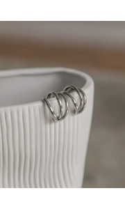 TRIPLE SILVER HOOP EARRINGS