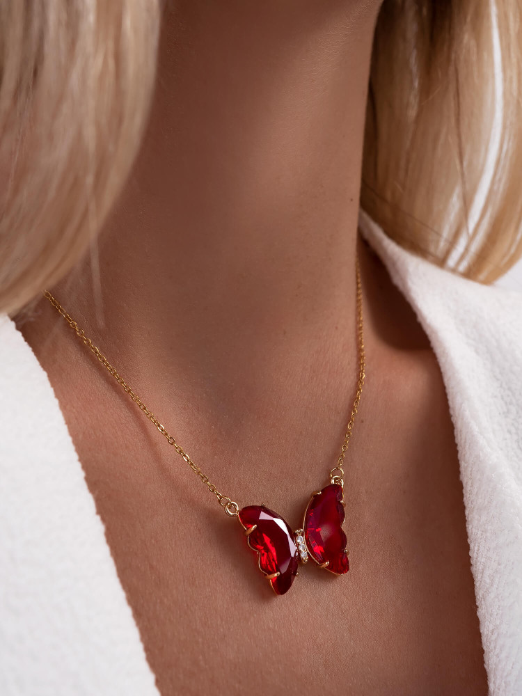 BUTTERFLY RED NECKLACE