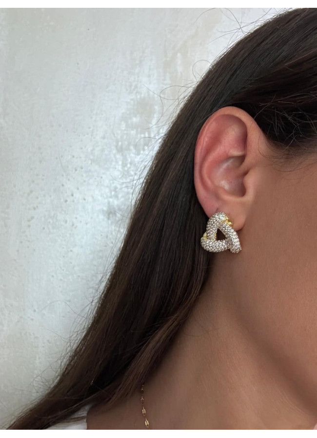 EARRINGS WITH RHINESTONES - DOME