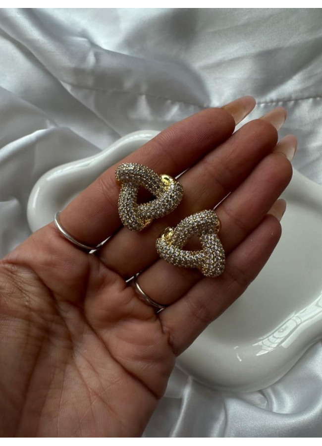 EARRINGS WITH RHINESTONES - DOME