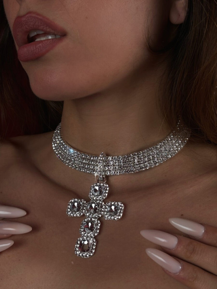 CHOKER WITH STRASS CROSS - MADONNA