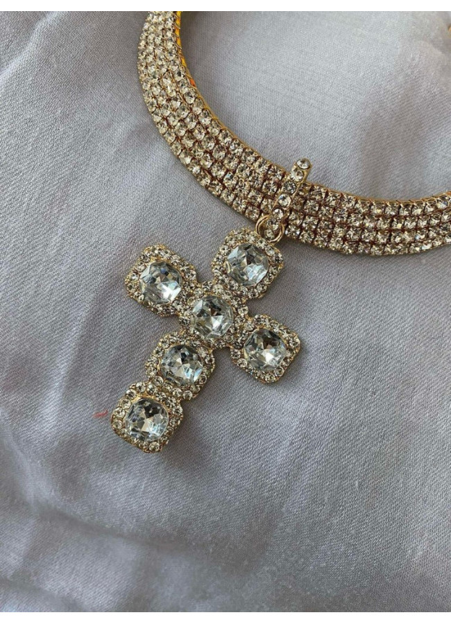 CHOKER WITH STRASS CROSS - MADONNA
