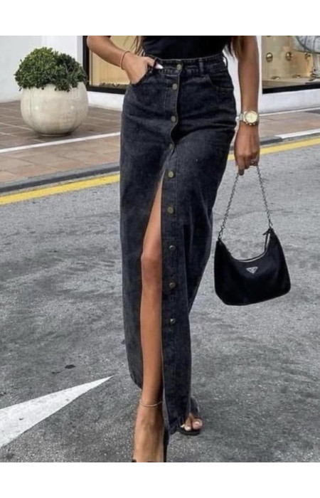 MAXI BLACK JEAN SKIRT - JABAR