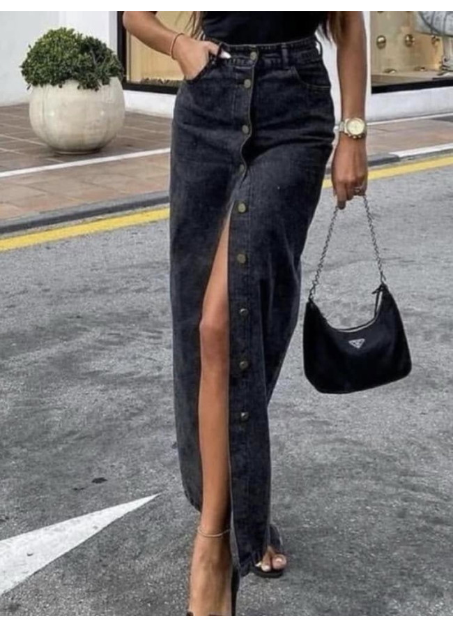MAXI BLACK JEAN SKIRT - JABAR