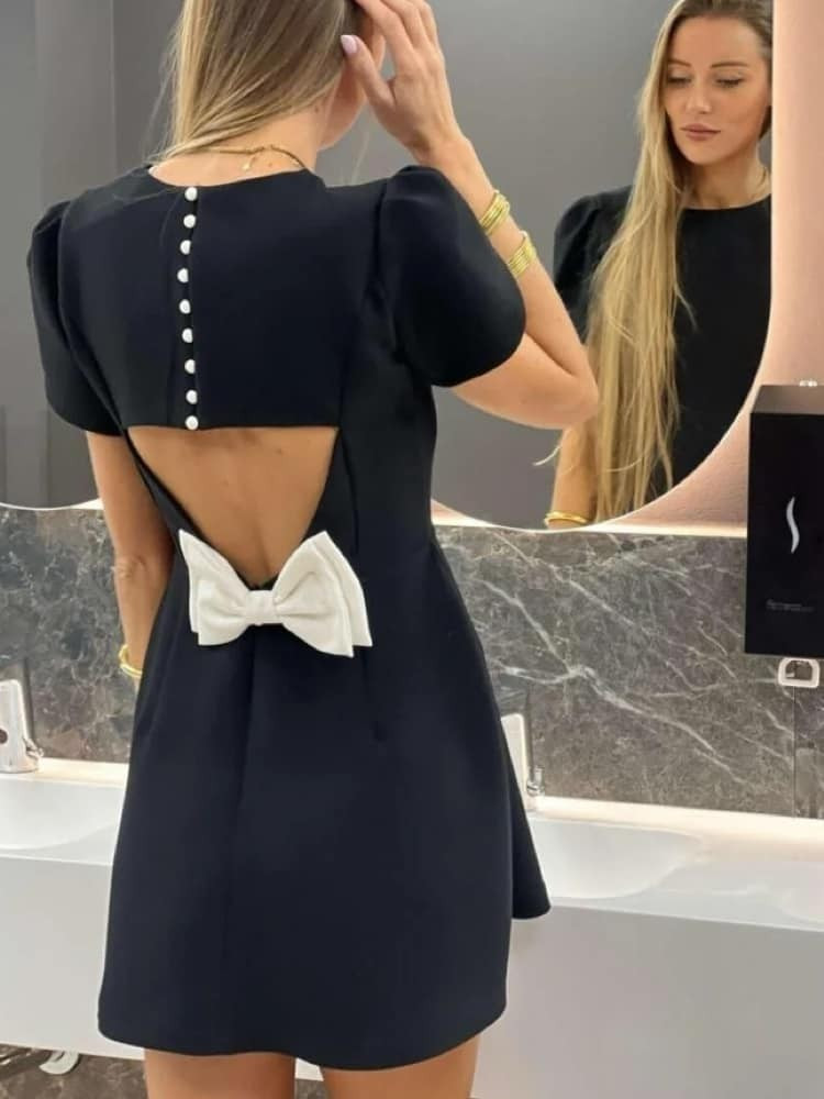 BLACK MINI DRESS - ROMANTIC