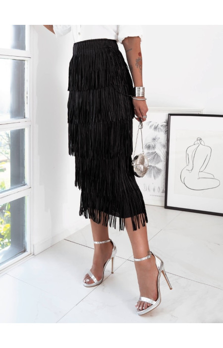 MAXI SKIRT WITH FRINGE - CHARLS