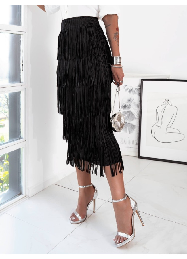 MAXI SKIRT WITH FRINGE - CHARLS