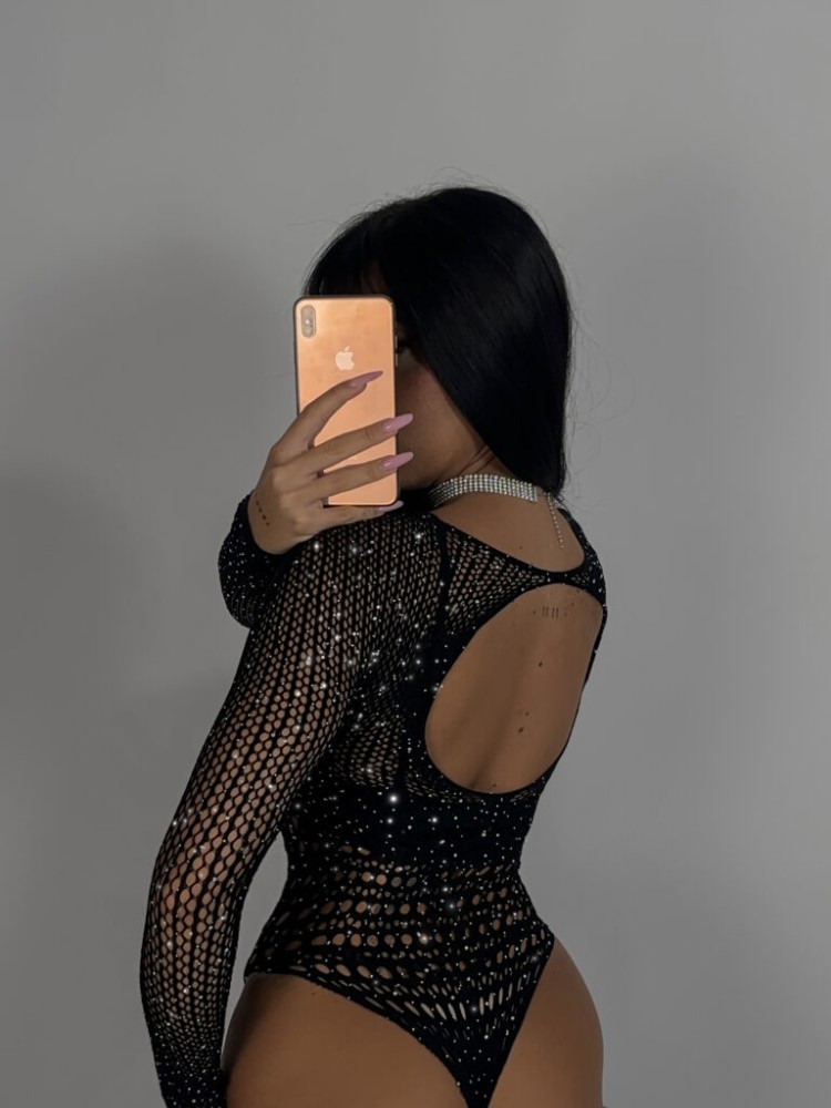 BLACK BODYSUIT WITH STRASS - SPACER