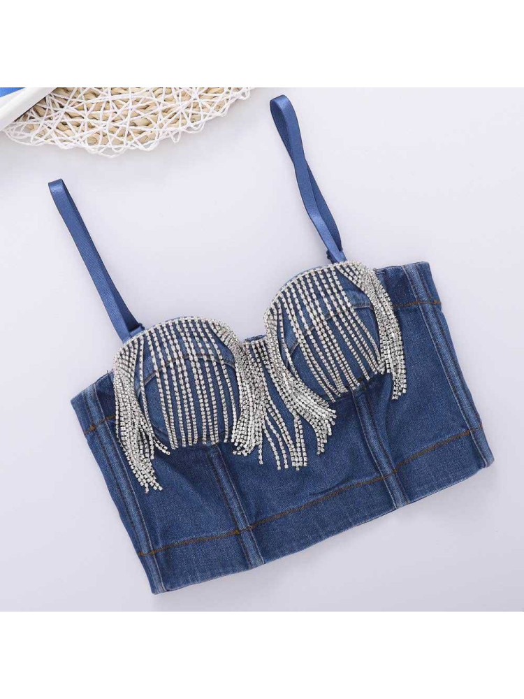 JEAN TOP WITH STRASS - ANATOLI