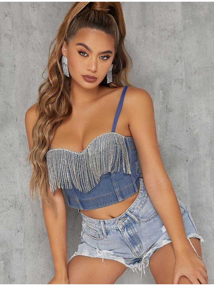 JEAN TOP WITH STRASS - ANATOLI