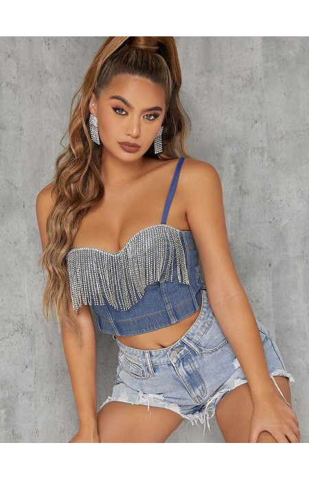 JEAN TOP WITH STRASS - ANATOLI