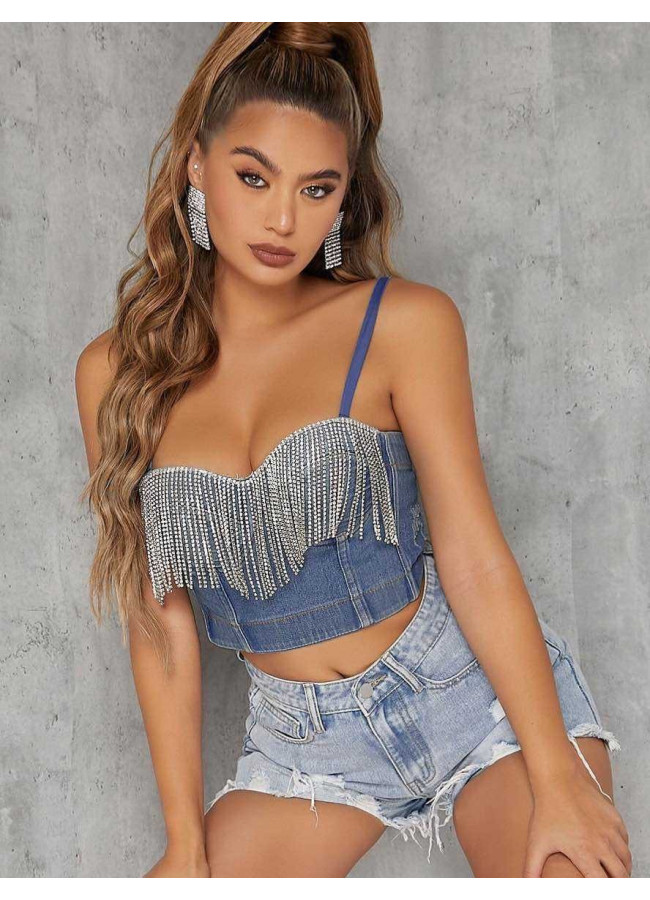 JEAN TOP WITH STRASS - ANATOLI