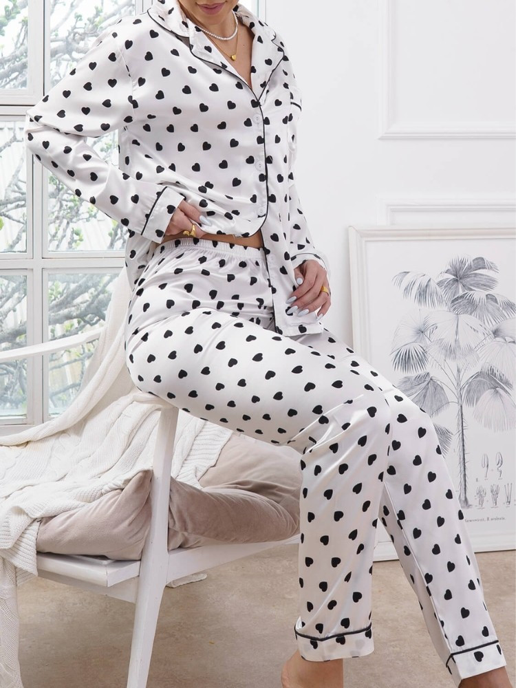WHITE SATIN PYJAMAS - ERSIE