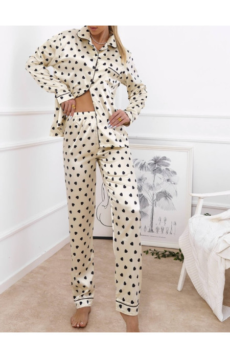 CREAM SATIN PYJAMAS - ERSIE