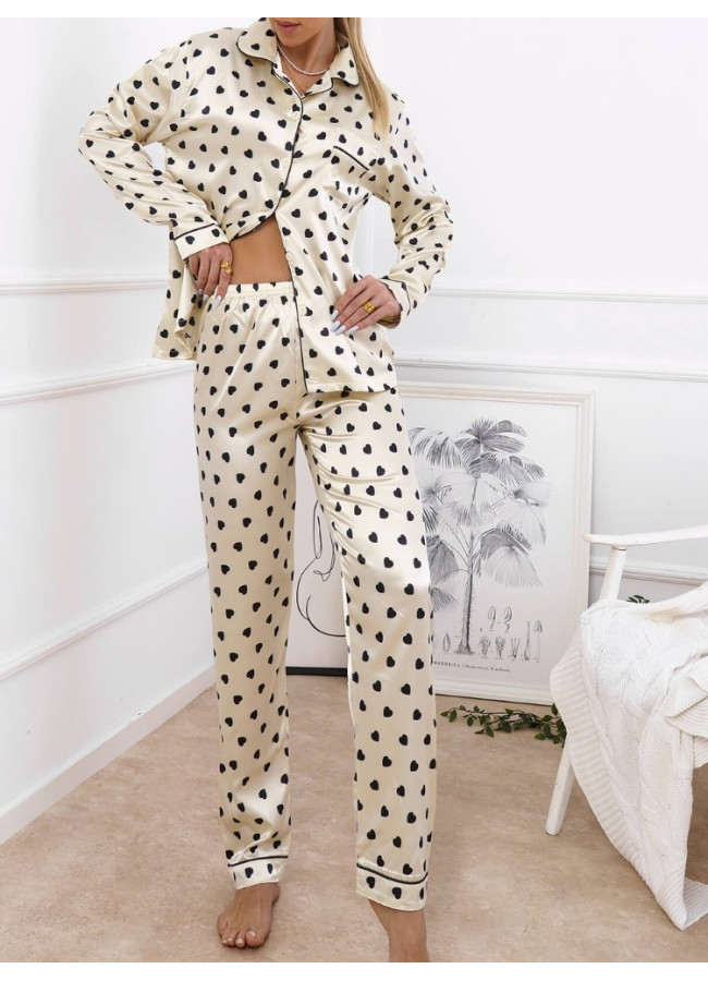 CREAM SATIN PYJAMAS - ERSIE