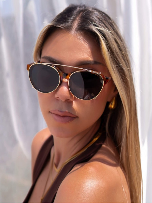 ANNAKEY CARLY LEOPARD CLIP ON SUNGLASSES