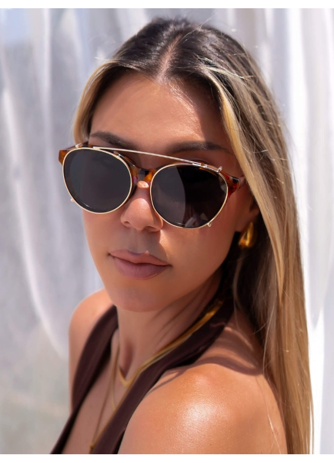 ANNAKEY CARLY LEOPARD CLIP ON SUNGLASSES