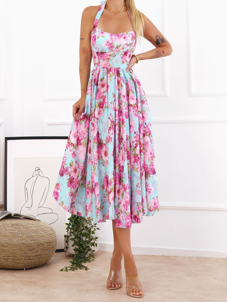 FLORAL BABY BLUE DRESS - FIORATO