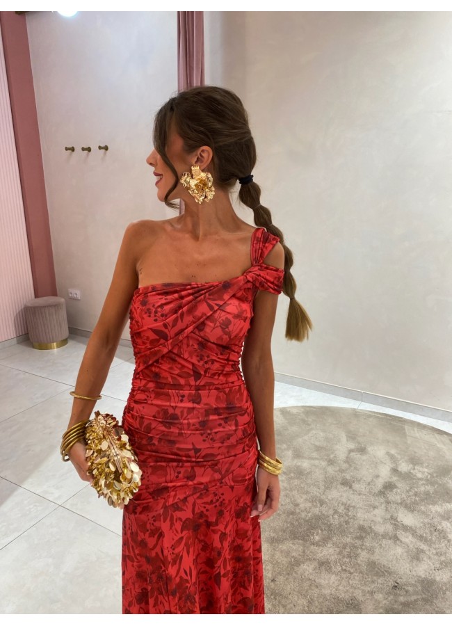 MAXI RED FLORAL DRESS - ALVA