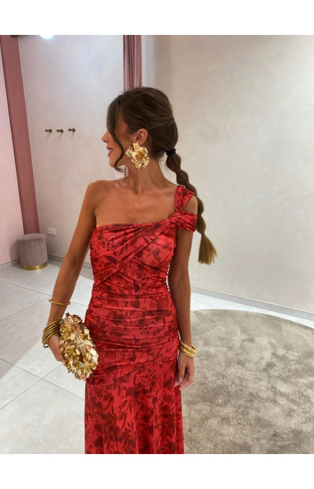 MAXI RED FLORAL DRESS - ALVA