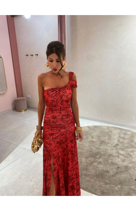 MAXI RED FLORAL DRESS - ALVA