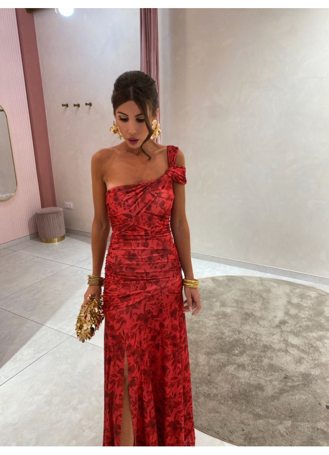 MAXI RED FLORAL DRESS - ALVA