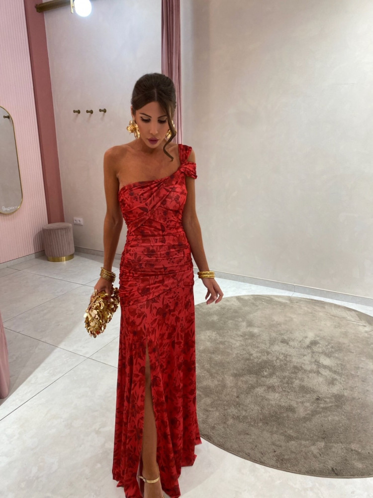 MAXI RED FLORAL DRESS - ALVA