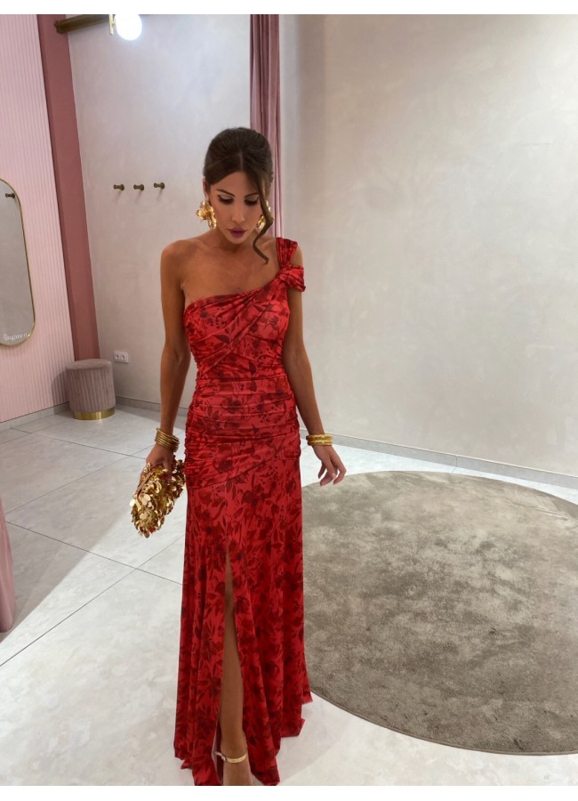 MAXI RED FLORAL DRESS - ALVA