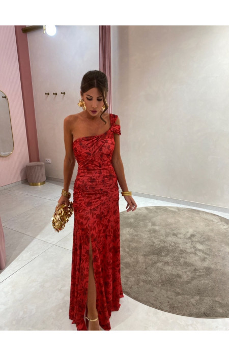 MAXI RED FLORAL DRESS - ALVA
