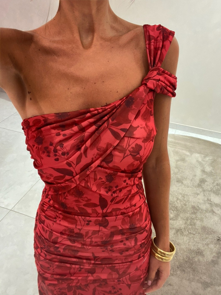 MAXI RED FLORAL DRESS - ALVA