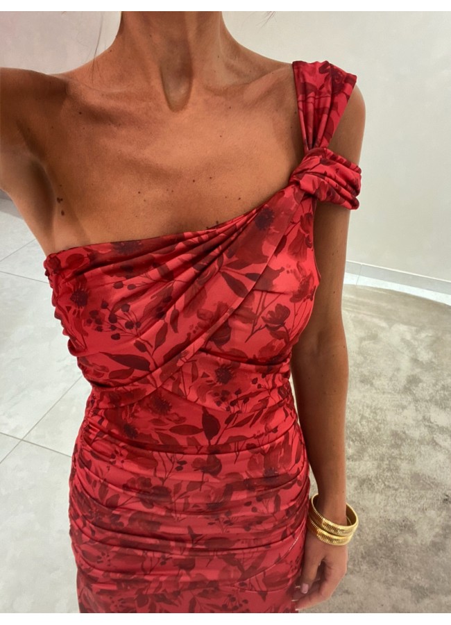 MAXI RED FLORAL DRESS - ALVA