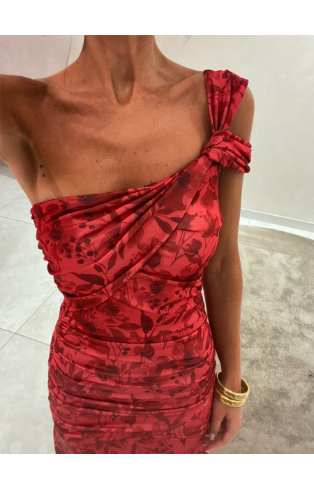 MAXI RED FLORAL DRESS - ALVA