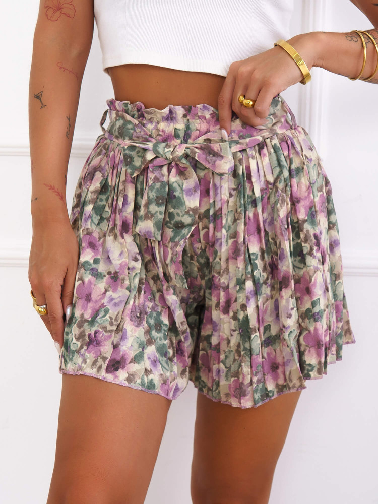 SKORT- FLORAL PLEATED
