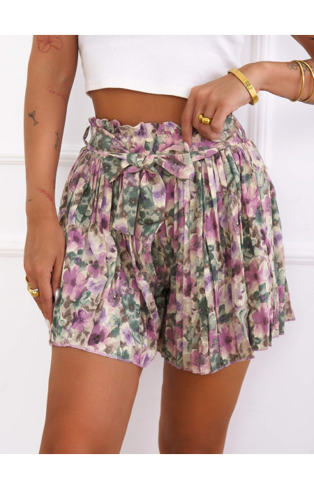SKORT- FLORAL PLEATED
