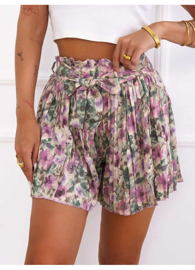 SKORT- FLORAL PLEATED