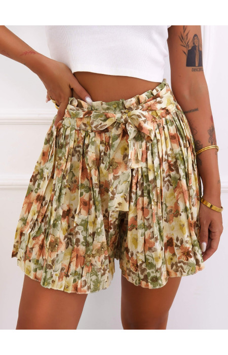 SKORT- FLORAL PLEATED