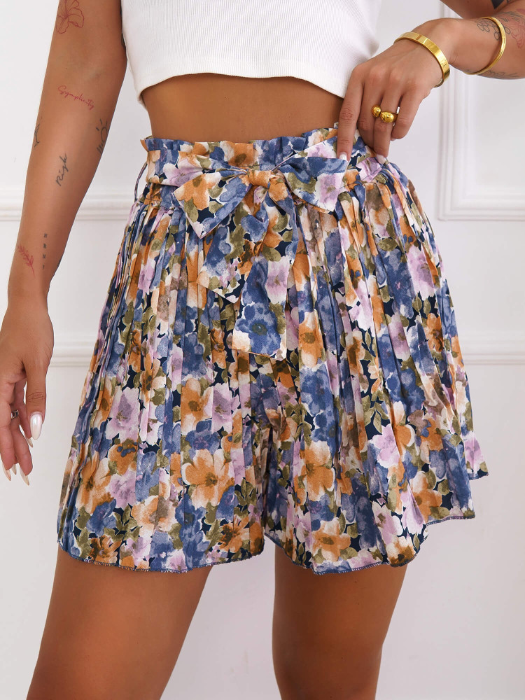 SKORT- FLORAL PLEATED