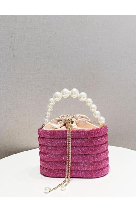 BARTOLINA FUCHSIA PEARL STRASS BAG
