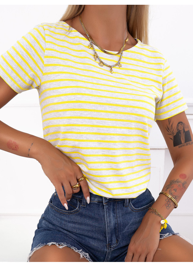 STRIPPED YELLOW TSHIRT- MARINE