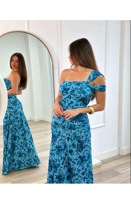MAXI BLUE FLORAL DRESS - ALVA