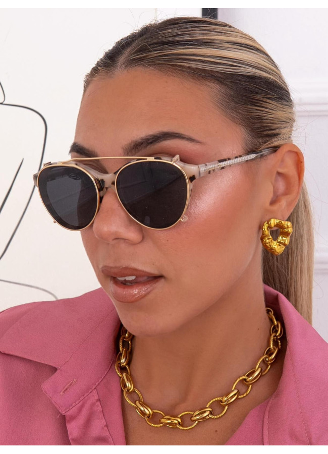 ANNAKEY CARLY WHITE LEO CLIP ON SUNGLASSES