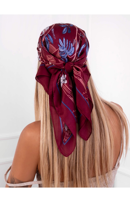FLORAL SATIN WINE FOULARD