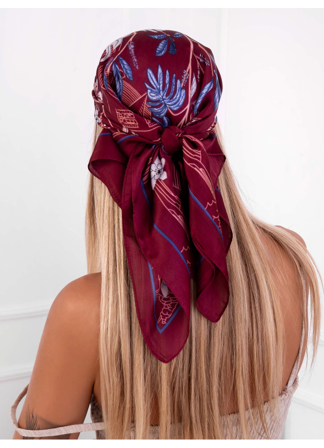 FLORAL SATIN WINE FOULARD