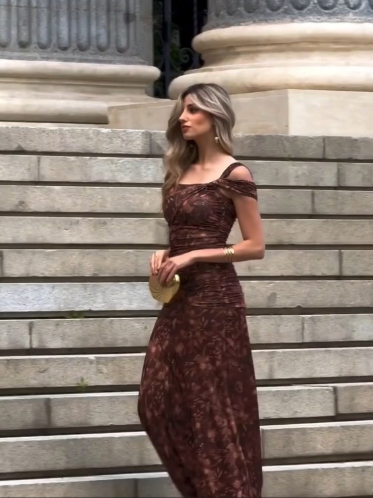 MAXI CHOCO FLORAL DRESS - ALVA