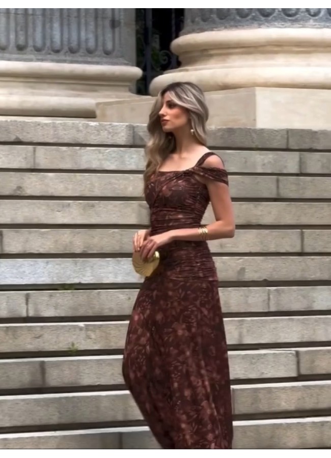 MAXI CHOCO FLORAL DRESS - ALVA