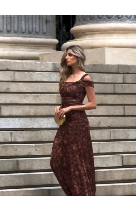 MAXI CHOCO FLORAL DRESS - ALVA