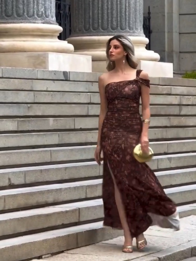 MAXI CHOCO FLORAL DRESS - ALVA
